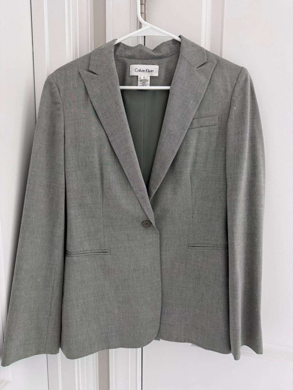 Calvin Klein Light Gray Women's Single-Button Blazer